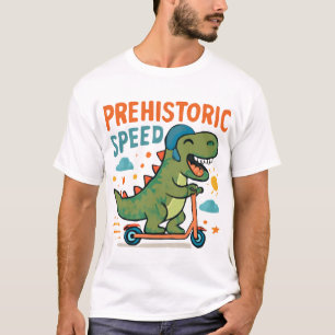 Prehistoric Speed Dinosaur Scooter Art T-Shirt