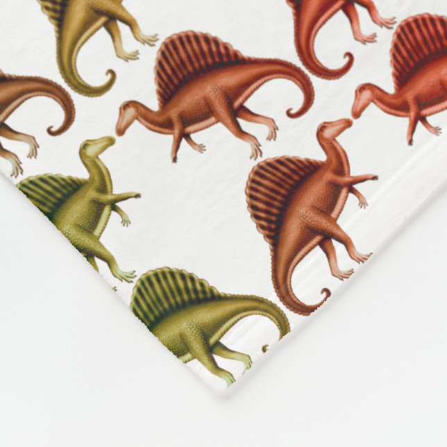 Prehistoric Spinosaurus Dinosaur Fleece Blanket (Corner)
