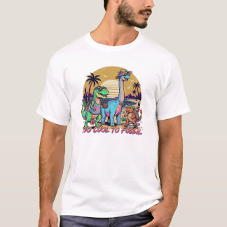 Prehistoric Summer Squad Retro Dinosaur Sunset Gra T-Shirt