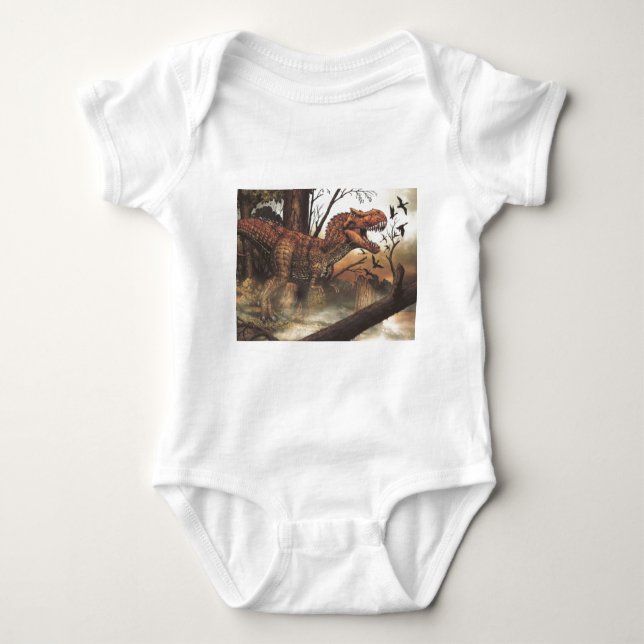 Prehistoric Tyrant: T-Rex Dinosaur Art Graphic T-S Baby Bodysuit (Front)
