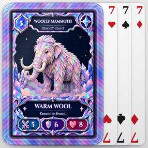 Prehistoric Woolly Mammoth, Rainbow Foil Art Poker Cards