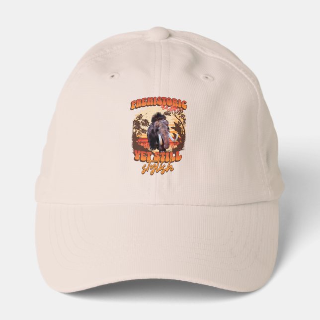 Prehistoric, Yet Still Stylish Woolly Mammoth Funn Performance Cap (Front)