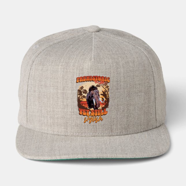 Prehistoric, Yet Still Stylish Woolly Mammoth Funn Snap Back Hat (Front)