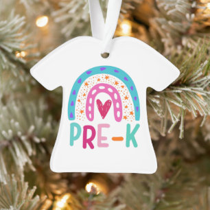 Prek back to school rainbow kids ornament