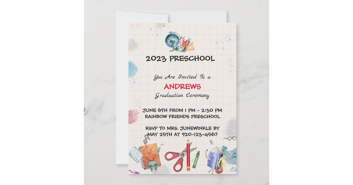 Graduation Graph Paper Prek Graduation Graph Paper Invitation | Zazzle
