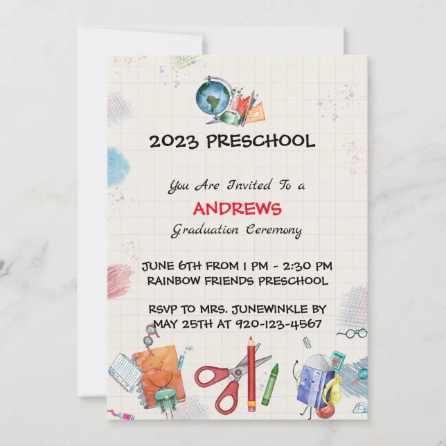 Graduation Graph Paper Prek Graduation Graph Paper Invitation | Zazzle