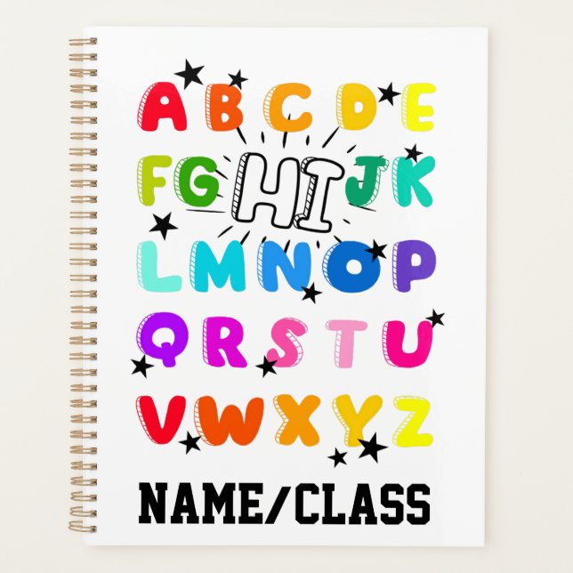 PreK Kindergarten Hi Alphabet Back To School, ABC Planner (Front)