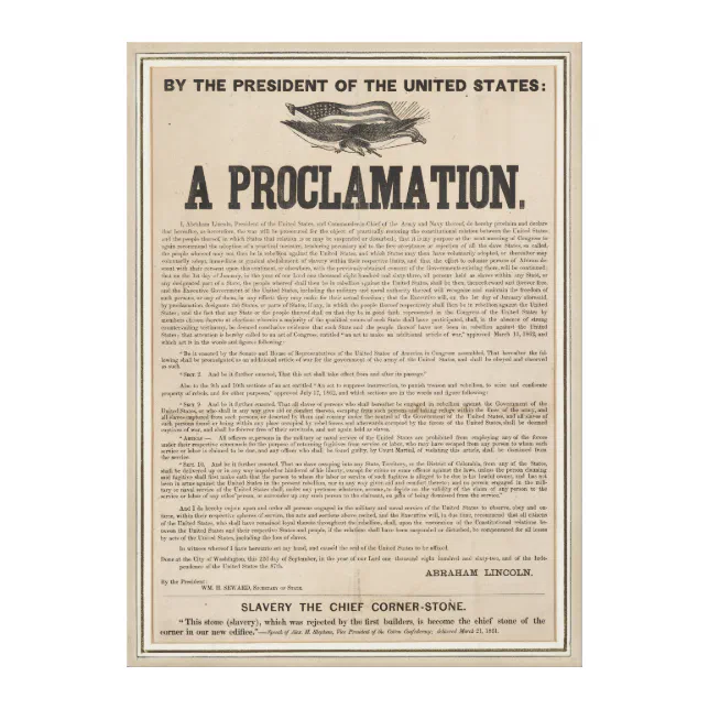 Preliminary Emancipation Proclamation Broadside Canvas Print | Zazzle