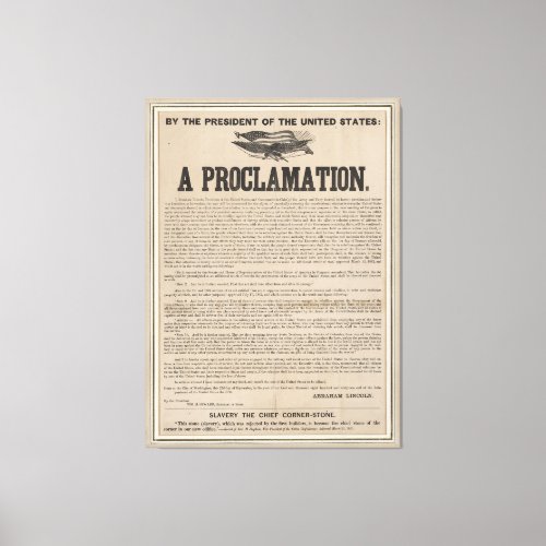 Preliminary Emancipation Proclamation Broadside Canvas Print