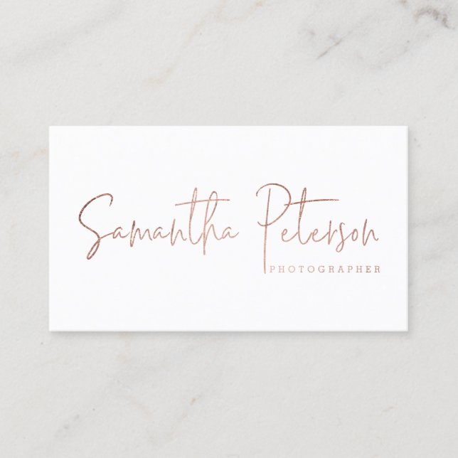 Premade logo photography minimal typography white business card (Front)