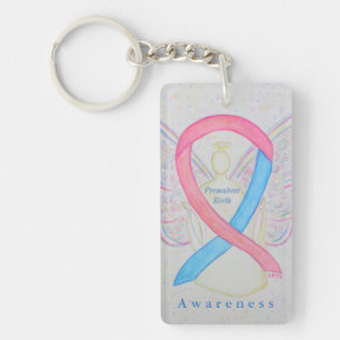 Premature Birth Angel Awareness Ribbon Keychain