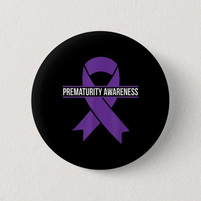 Prematurity Awareness Month Purple Ribbon  Button (Front)