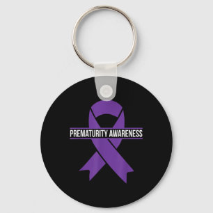 Prematurity Awareness Month Purple Ribbon  Keychain
