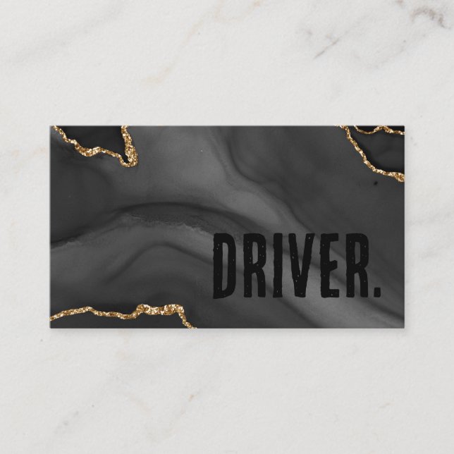 Premier Black and Gold Glitter Agate Minimalist Business Card (Front)