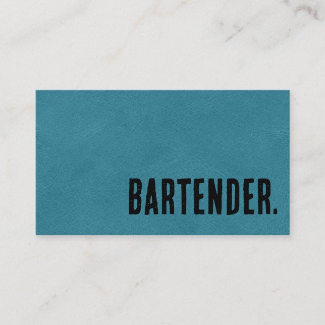 Premier Black Faux Leather Bartender Business Card (Front)