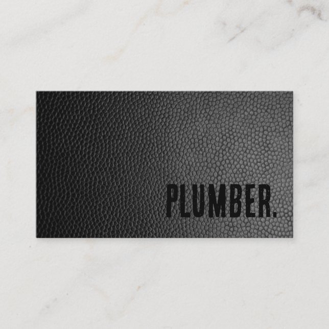 Premier Black Faux Leather Plumber Business Card (Front)