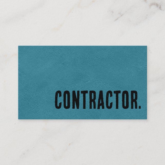 Premier Blue Faux Leather Contractor Business Card (Front)