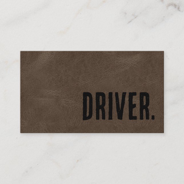 Premier Brown Faux Leather Driver Business Card (Front)