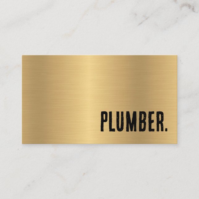 Premier Faux Gold Metallic Plumber Business Card (Front)