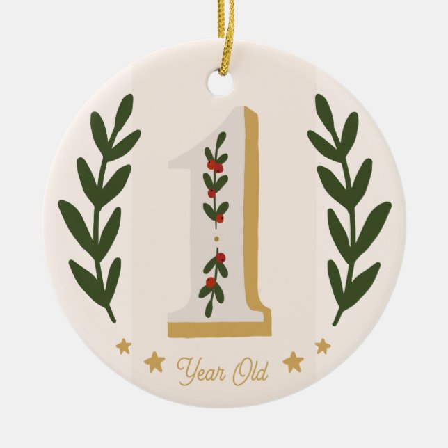 Premier Noël 1 an Ceramic Ornament (Front)