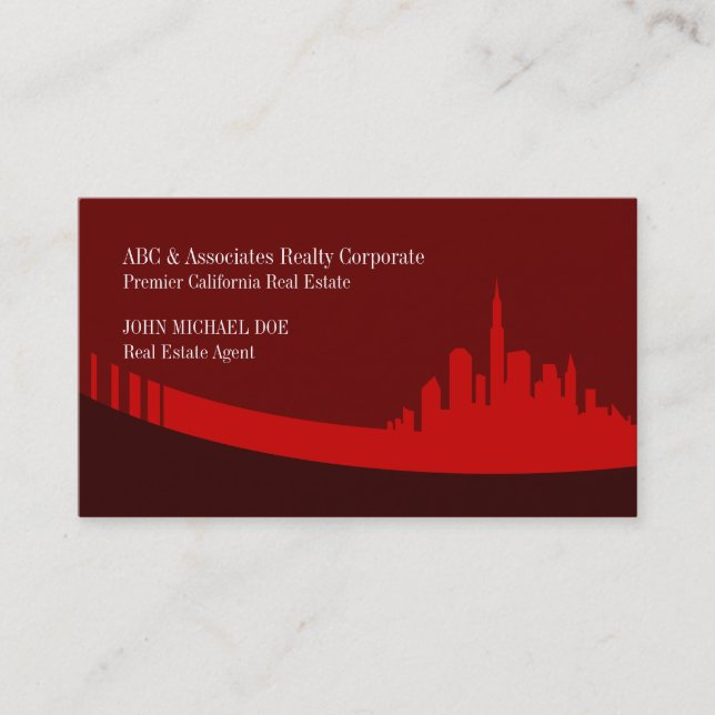 Premier Real Estate Red Custom Business Cards (Front)