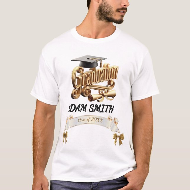 Premium 3D Gold Personalized Graduation T-Shirt 26 (Front)