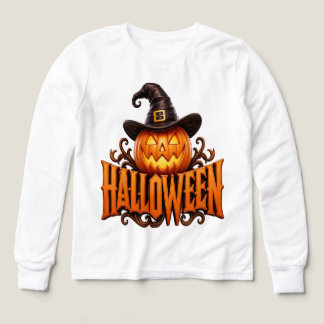 Premium 3D Halloween Pumpkin Logo with Witch Hat Tri-Blend Shirts