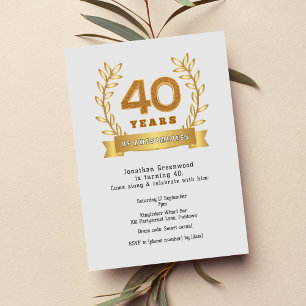 Premium '40 years of awesomeness' light gold foil invitation