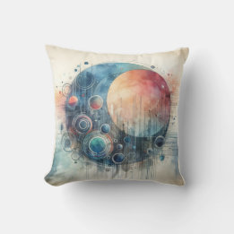 Premium Abstract Galaxy Watercolor  Throw Pillow