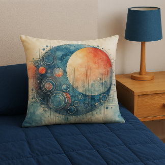 Premium Abstract Galaxy Watercolor Throw Pillow