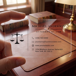 Premium Attorney Template Clear Business Cards