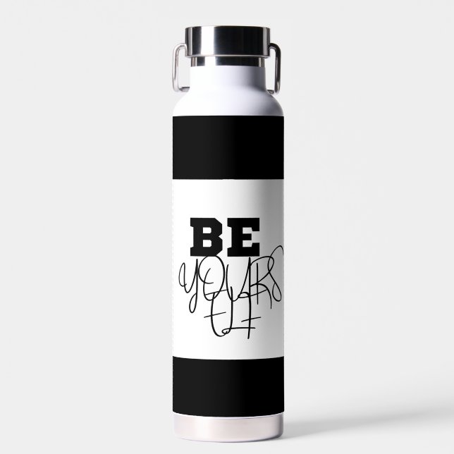  Premium Be Yourself Black & white water bottle.  Water Bottle (Front)