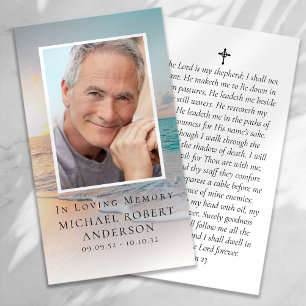 Premium Beach Photo Memorial Prayer Card