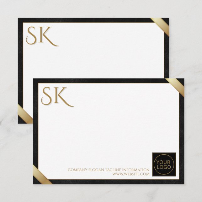 Premium Black and Gold Company Logo Note Card (Front/Back)