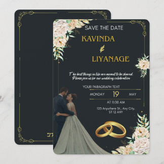 Premium Black And Gold Wedding Invitation