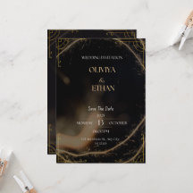 Premium Black And Gold Wedding Invitation