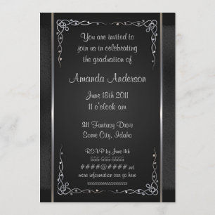 Premium Black and Silver Graduation Invitations