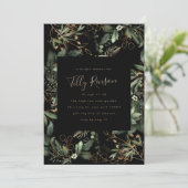 Premium Black Botanical Succulent Bridal Shower Invitation (Standing Front)