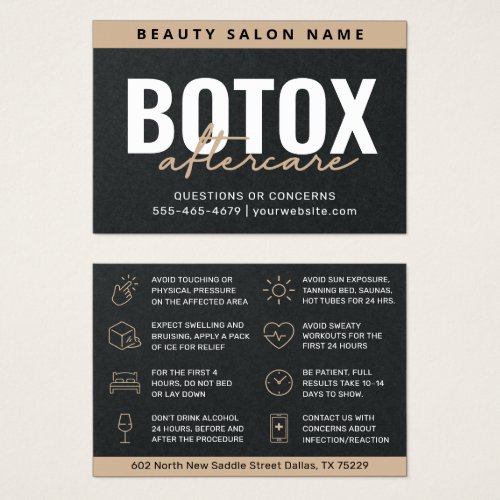  Premium Black Botox Aftercare Instruction Card