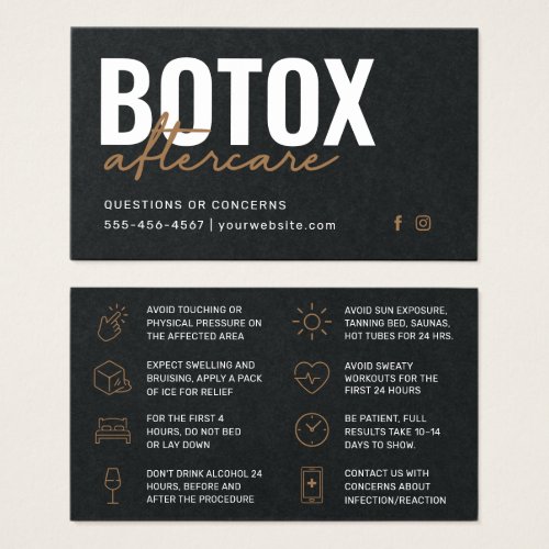 Premium Black Botox Injection Instruction Card