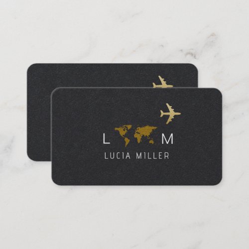 Premium Black  Business Card For A Travel Agent