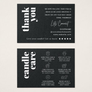 Premium Black Candle Care Thank You Card