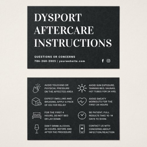 Premium Black DYSPORT Injection Aftercare Card