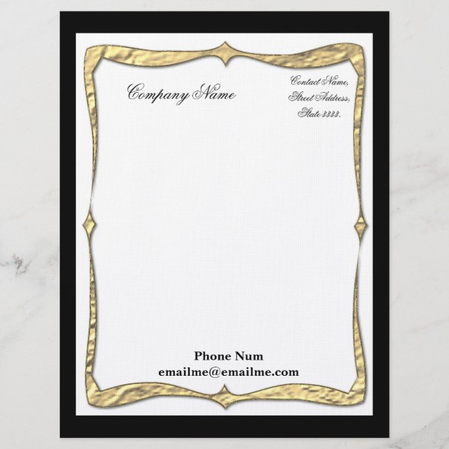 Premium Black Edged Gold Border Stationary Letterhead (Front)
