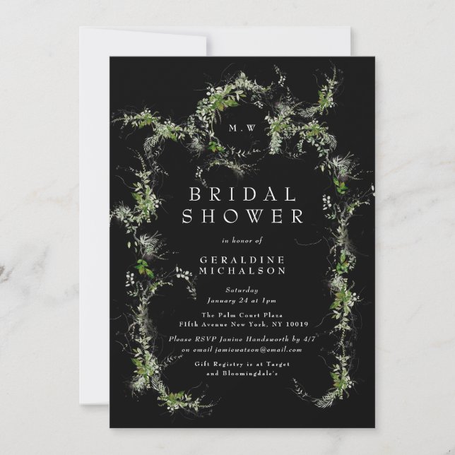 Premium Black Eucalyptus Monogram Bridal Shower (Front)