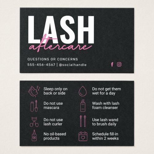 Premium Black Eyelash Extensions Aftercare Card