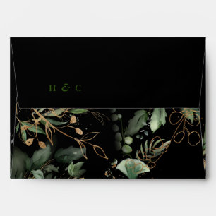 Premium Black Gold Botanical Eucalyptus Greenery Envelope