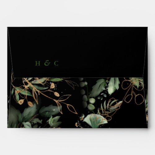 Premium Black Gold Botanical Eucalyptus Greenery Envelope