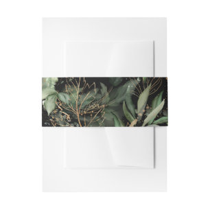 Premium Black Gold Botanical Eucalyptus Greenery Invitation Belly Band