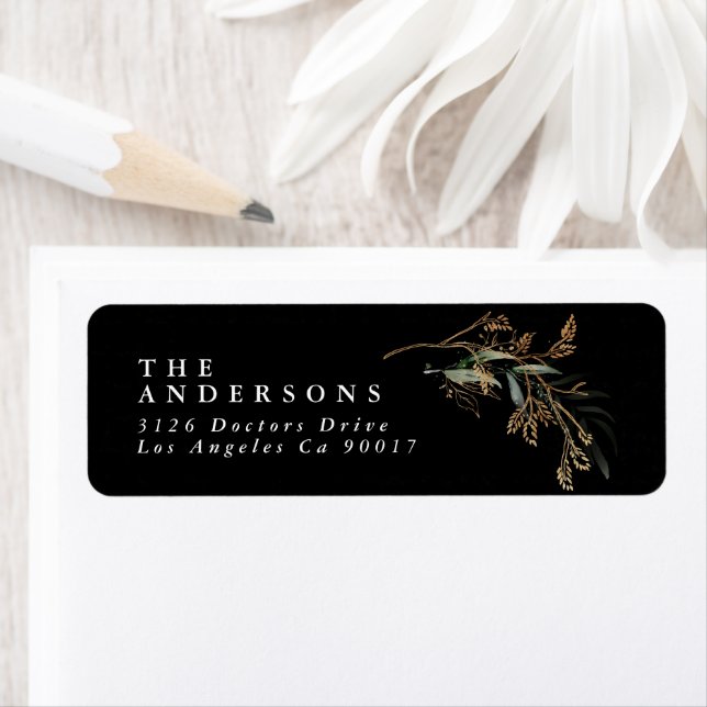 Premium Black Gold Botanical Eucalyptus Greenery Label (Insitu)
